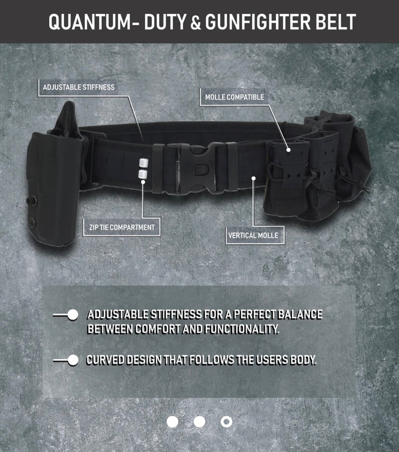 Quantum - Duty & Gunfighter Belt - Black - ITW Polymer 3-point safety buckle